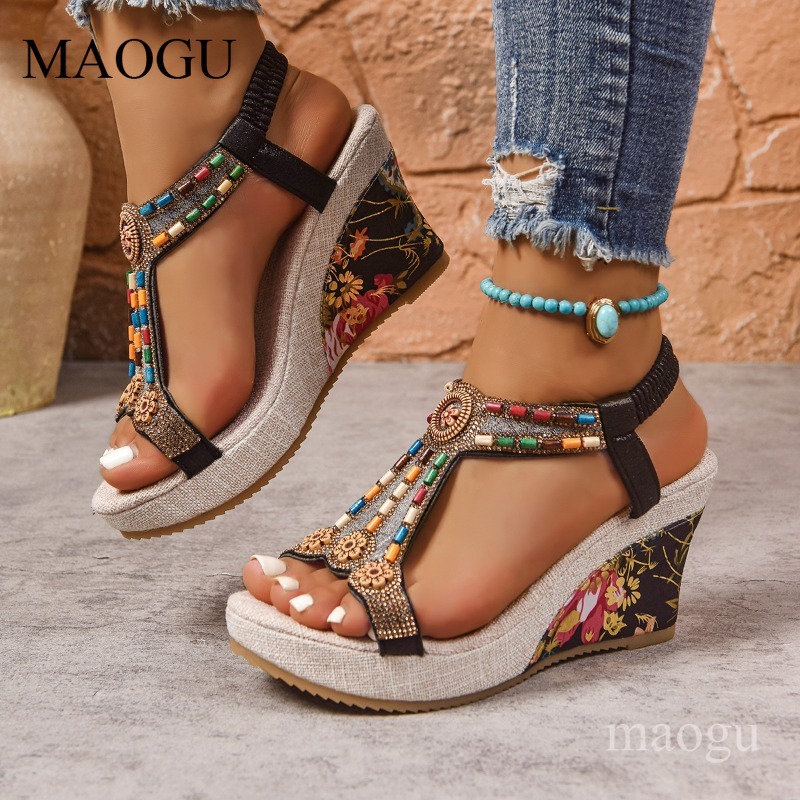 Sandali con Zeppa Floreali Boh - Ethnic Fashion Women recensione e prezzo